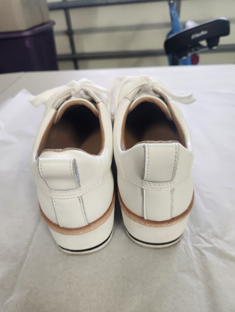 Chelsea & Violet Penny leather platform sneakers in white.  - Picture 8 of 8